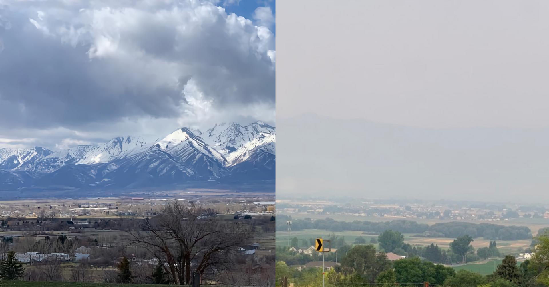 Comparison of Wellville mountains before and during smoky days.