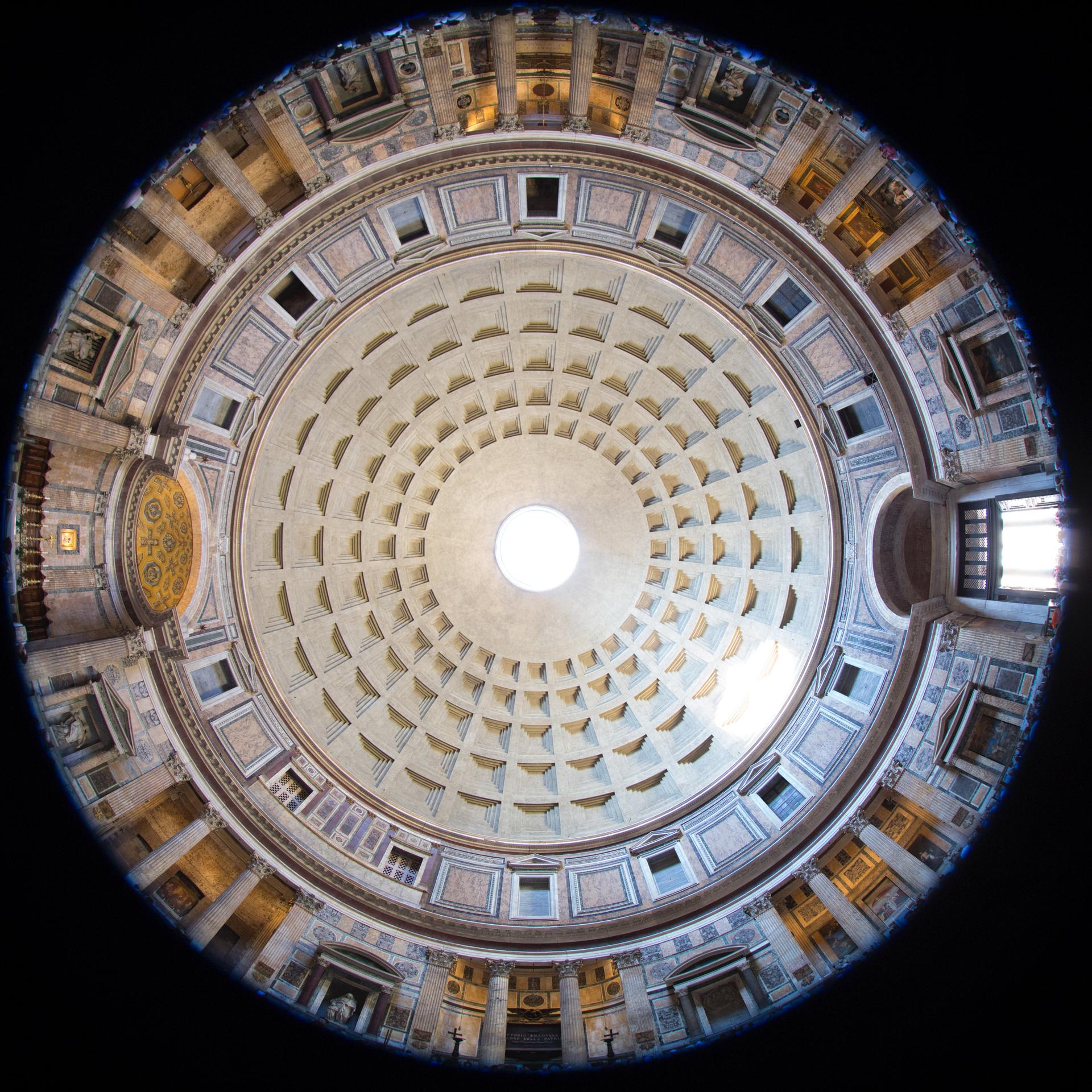 Fisheye of the Pantheon Rotunda, Dome, and Oculus.