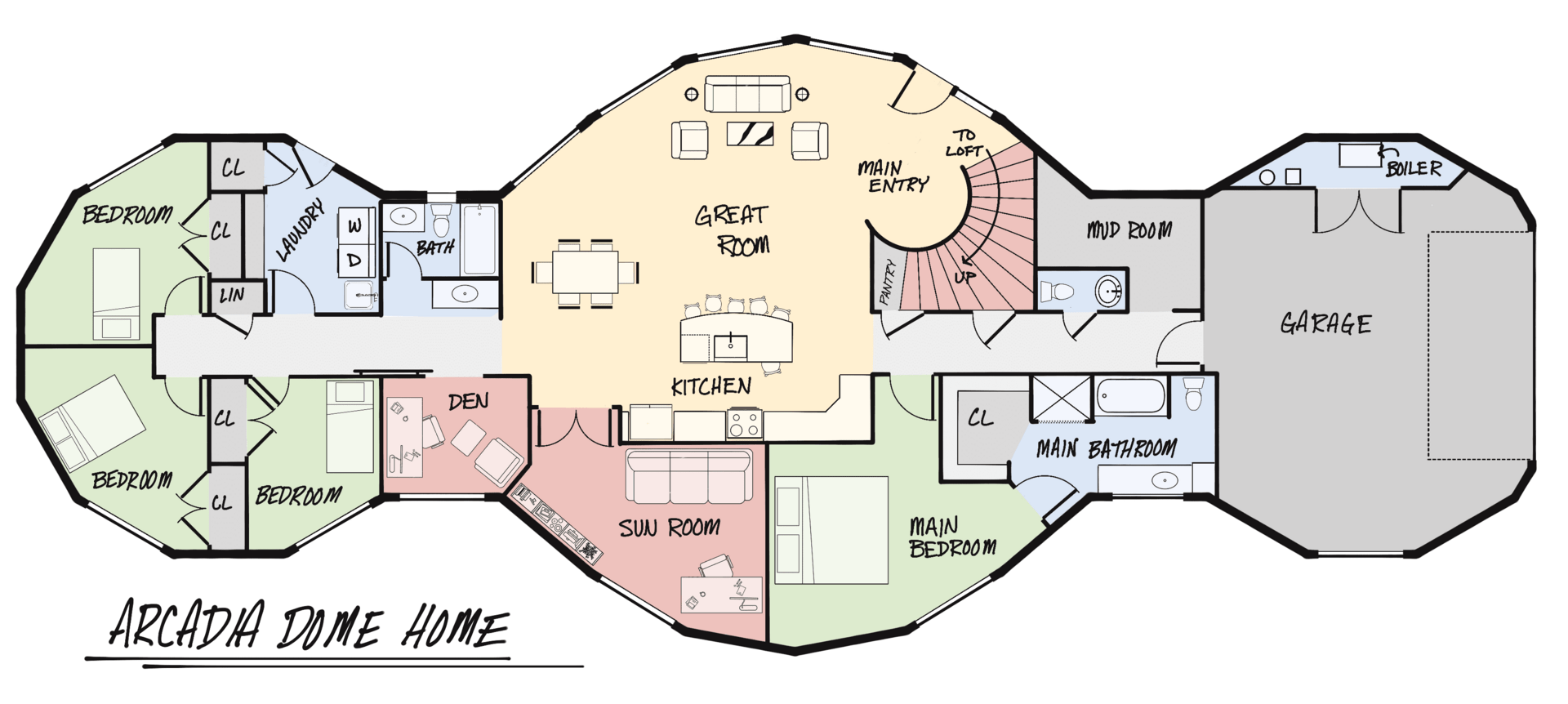 Floorplan for Arcadia Dome Home.