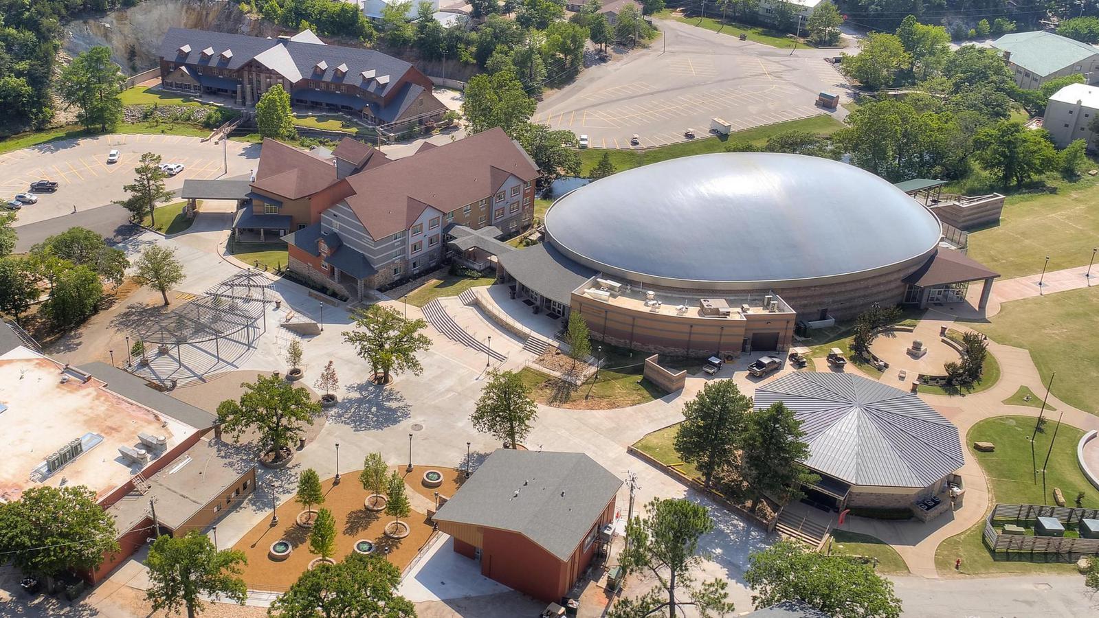 Aerial view of the Mathena Family Event Center.