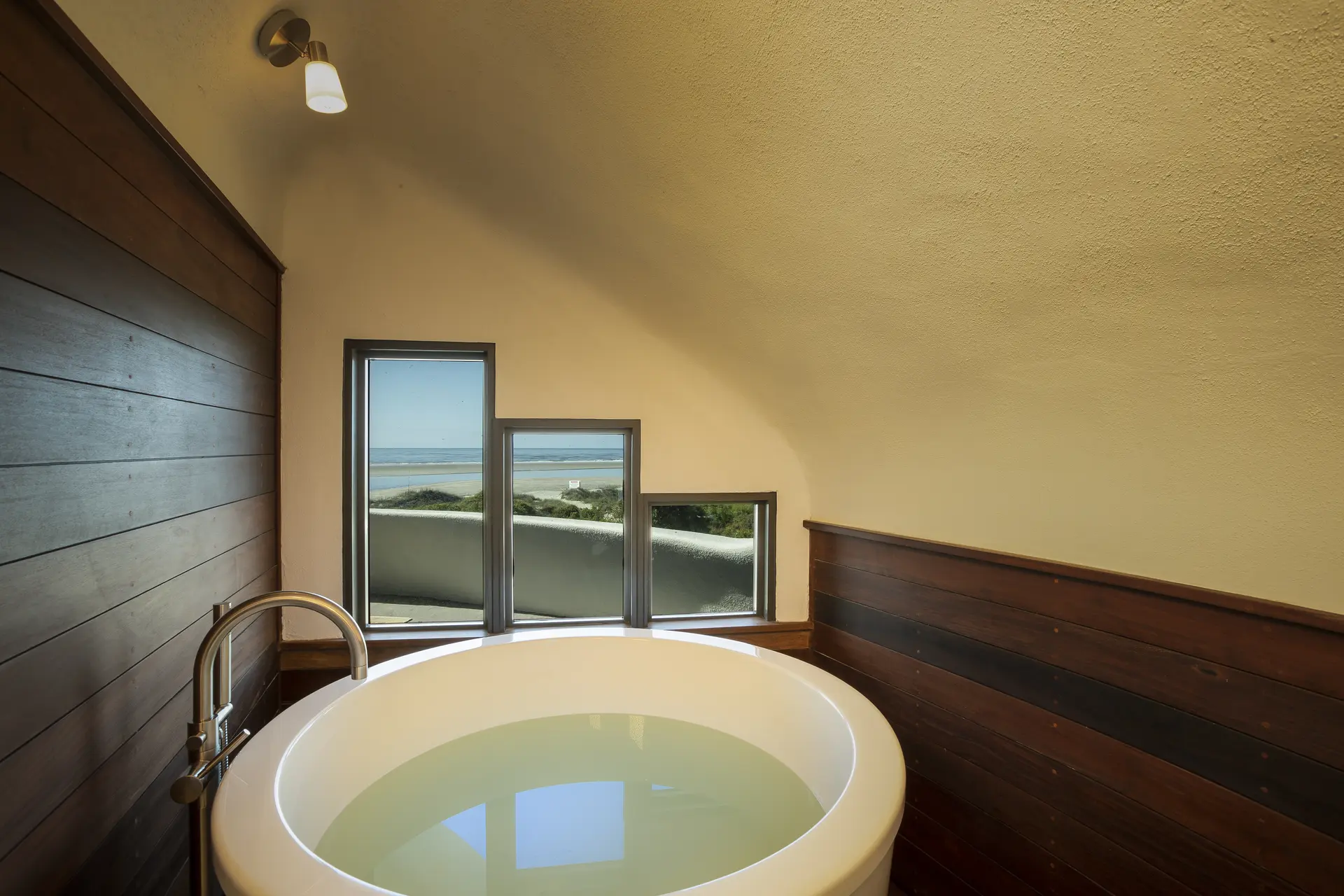 Master bath circular tub.