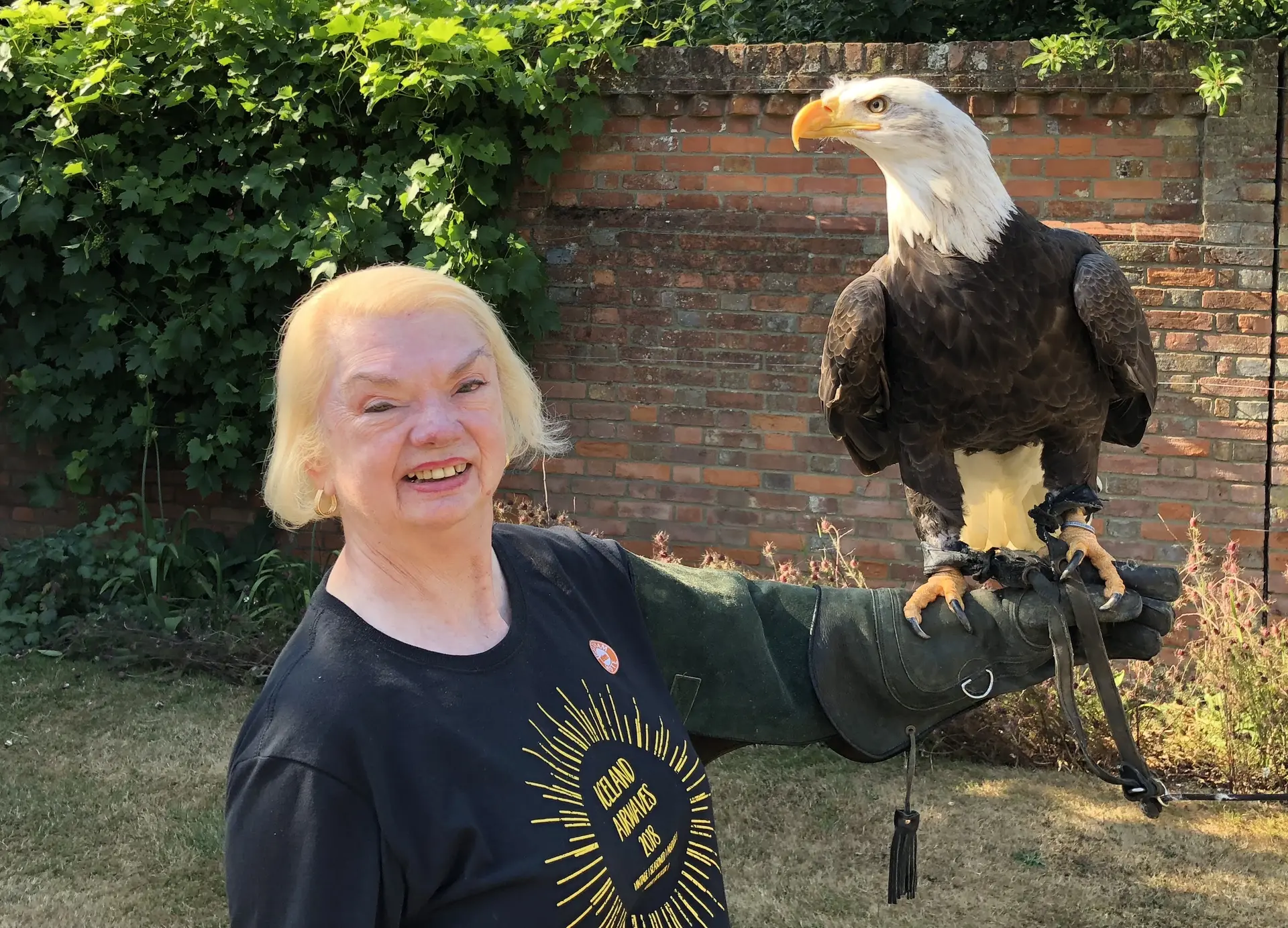 Margaret with a Bald Eagle.