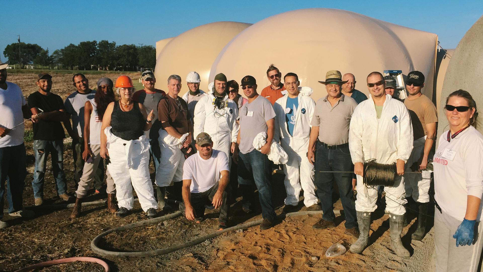 Workshop attendees complete two domes