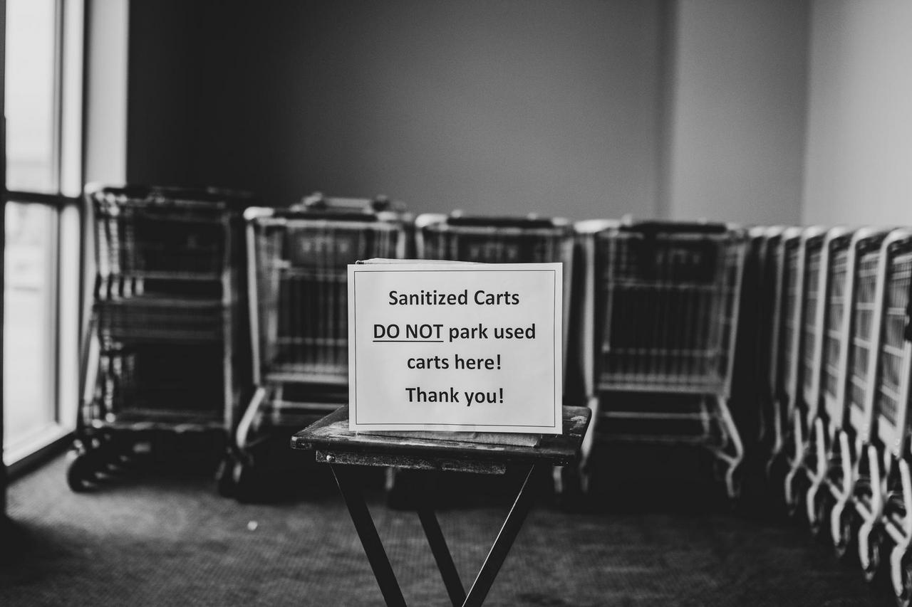 Sanitized carts at store.