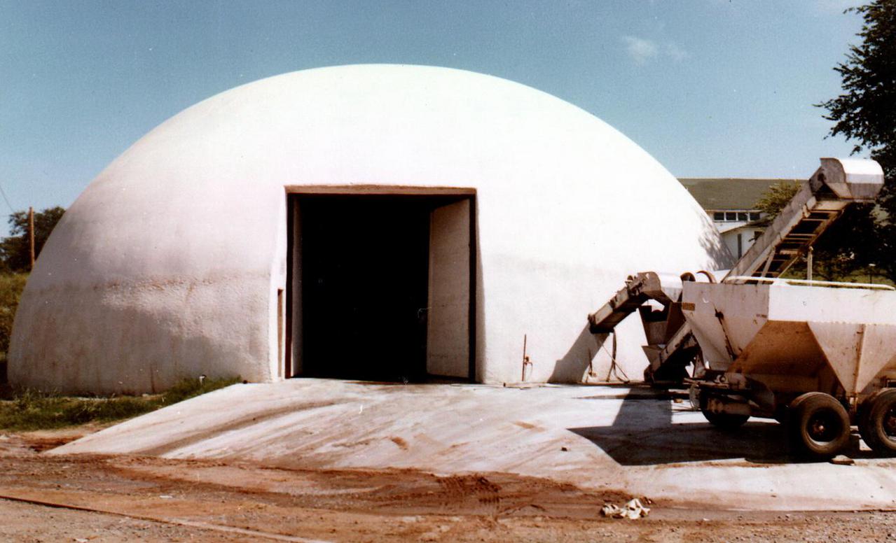 First Monolithic Dome fertilizer storage