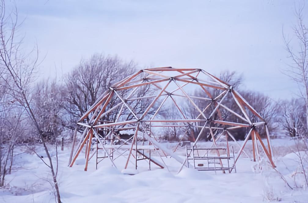 Geodesic dome storage framework built near David's house.