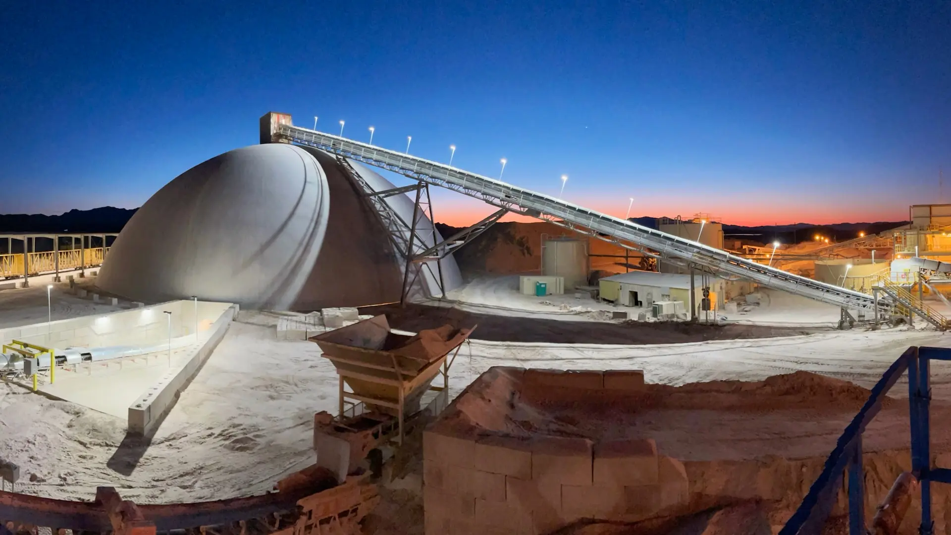 Evening photo of PABCO storage in operation.