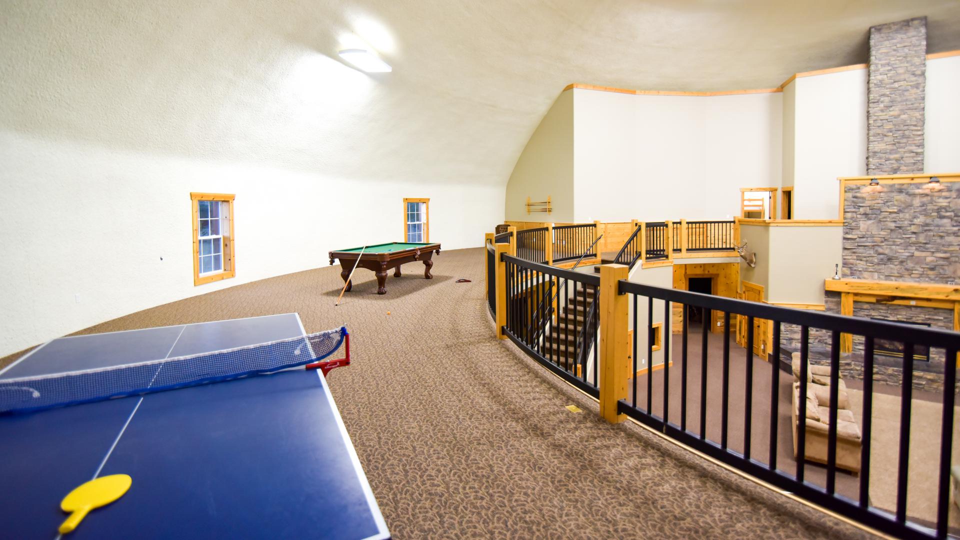 Table tennis, pool, and other upstairs activities.