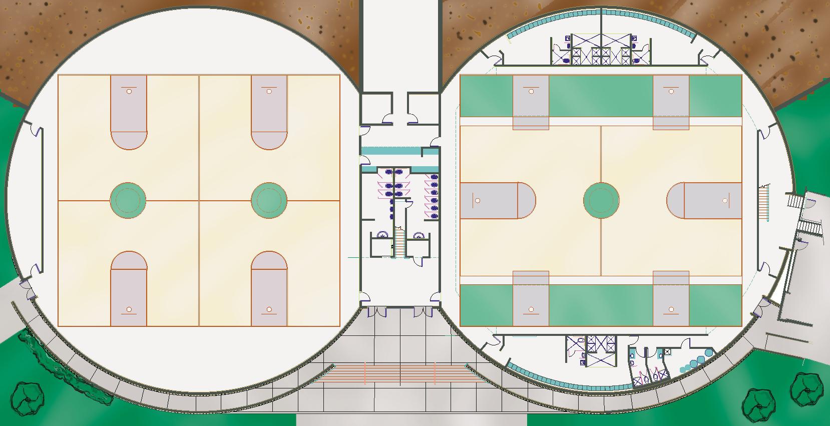 Interior floor plan for the Sports Event Center.
