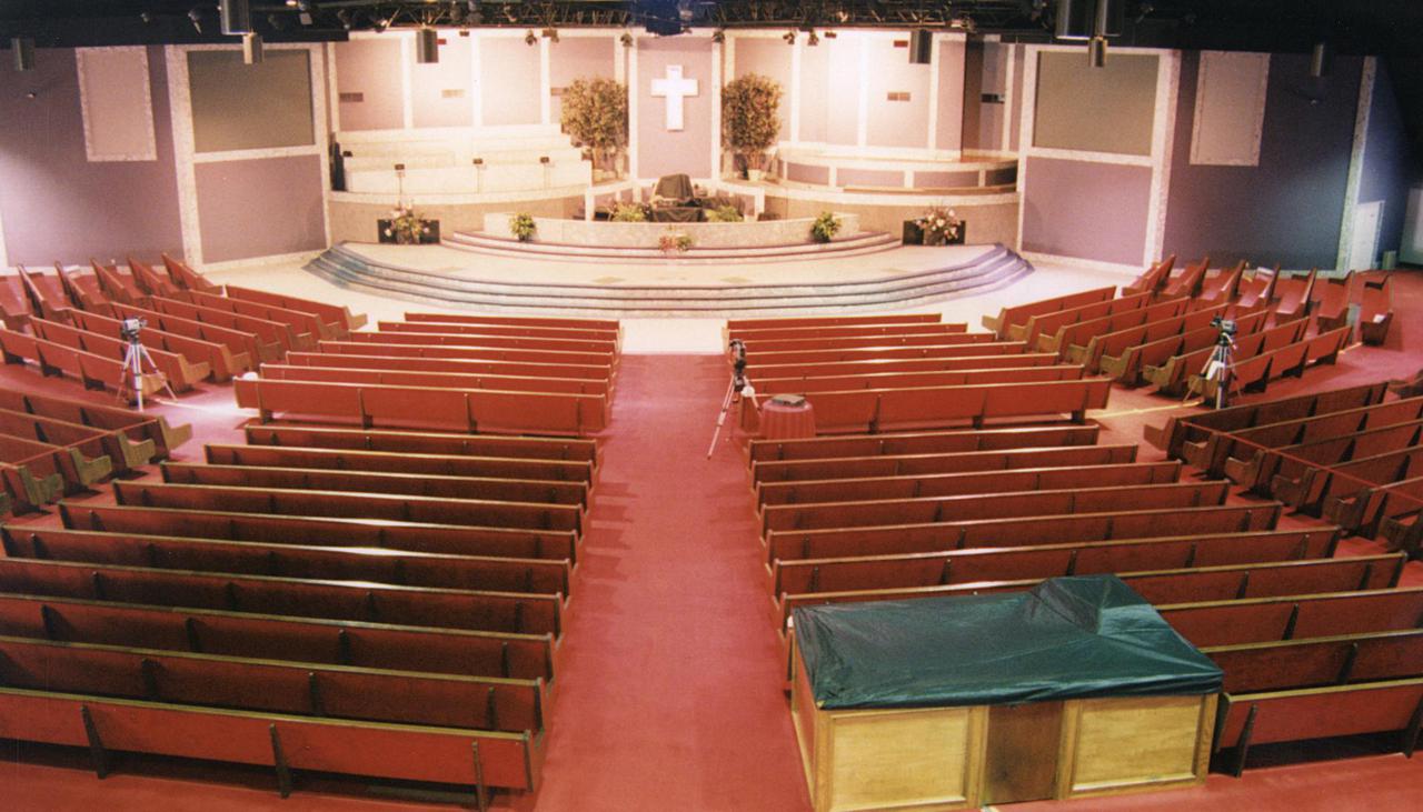 View from the sanctuary pews to the rostrum.