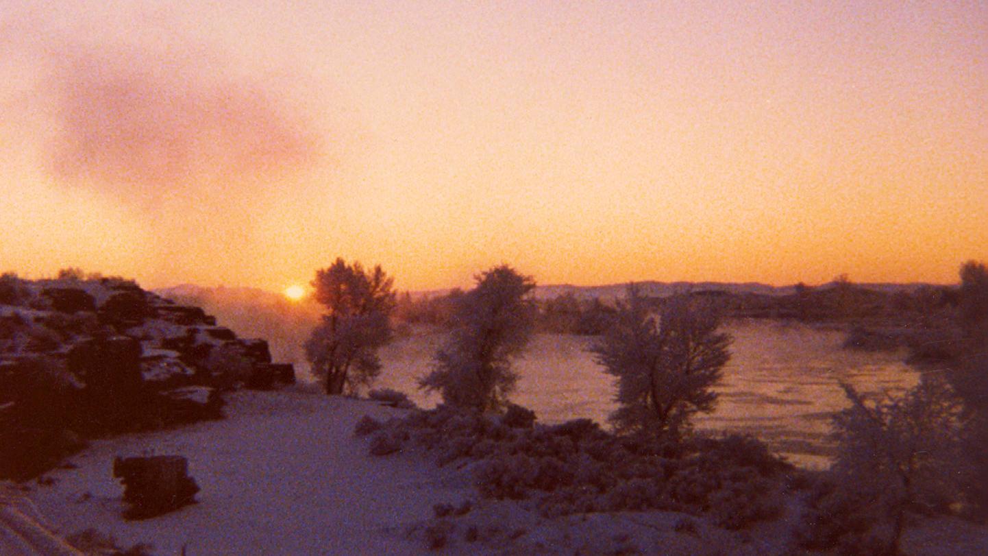 Sunrise view from the house over the snowy Snake River.