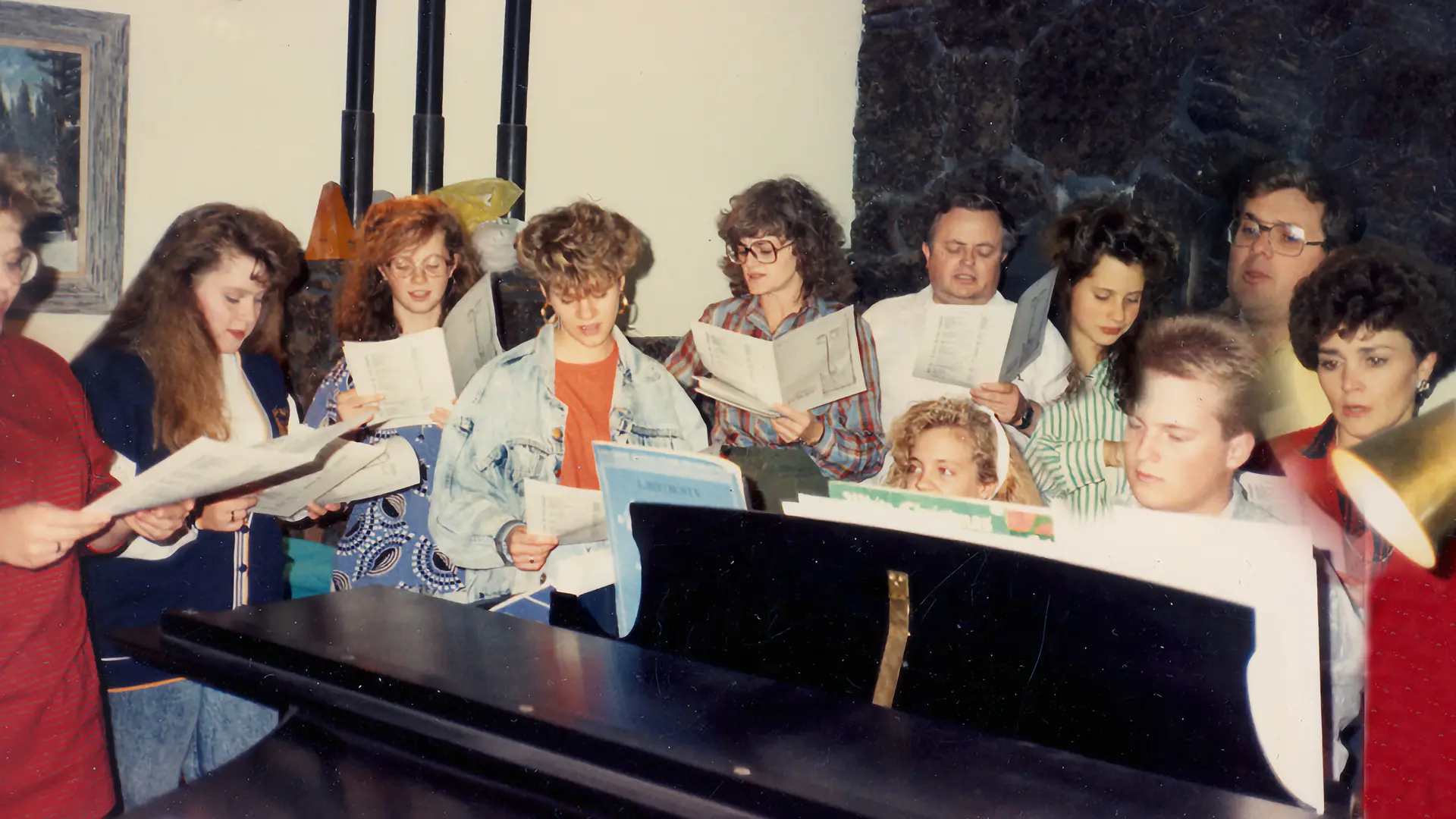 Singing Christmas carols.