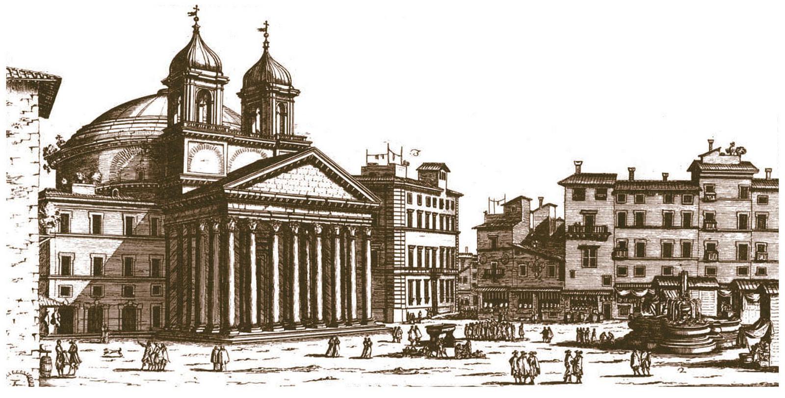 Giovanni Battista Falda 17th century drawing of the Pantheon.