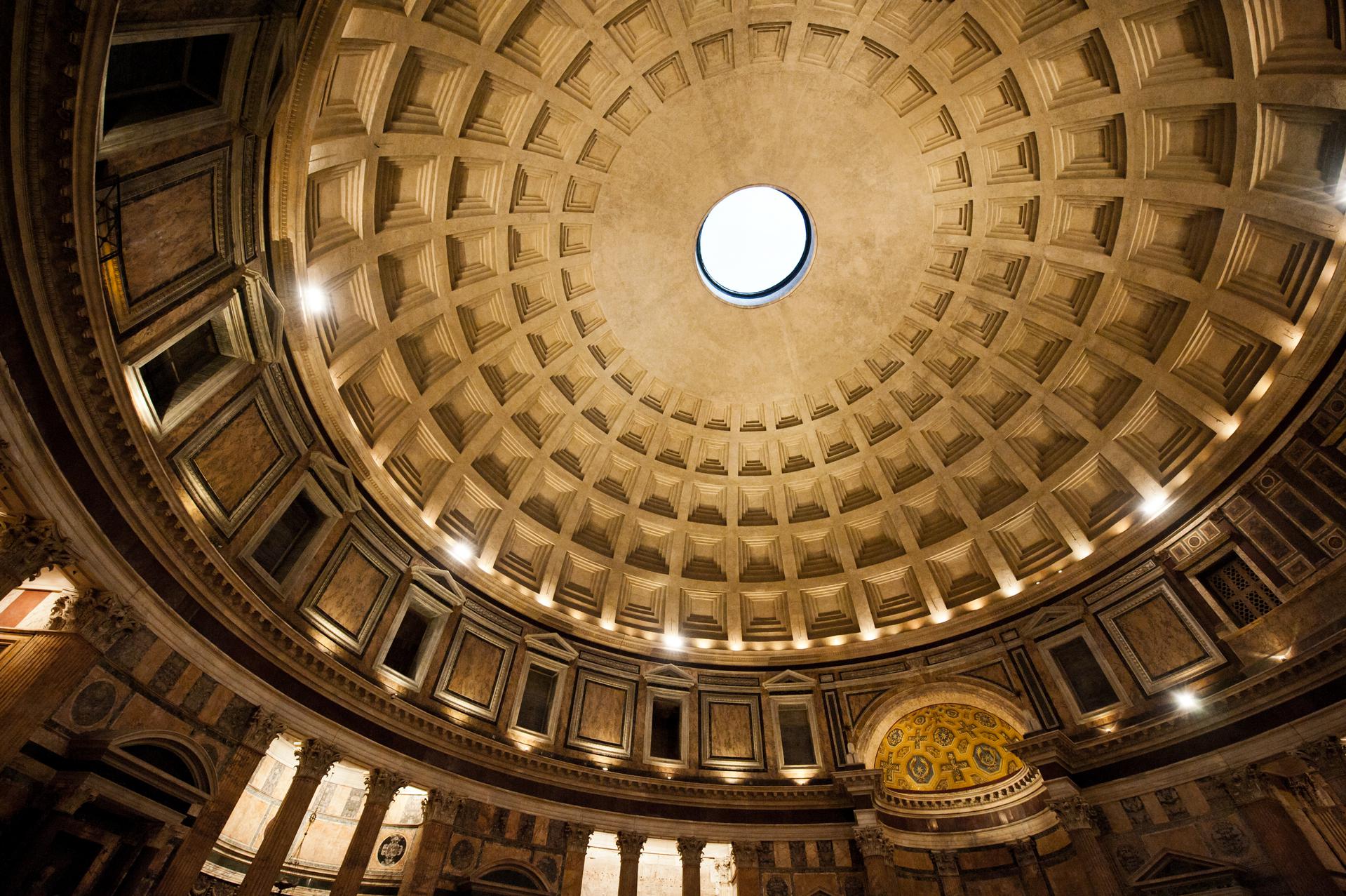 The Oculus in Massive Concrete Dome lights the Rotunda Below.