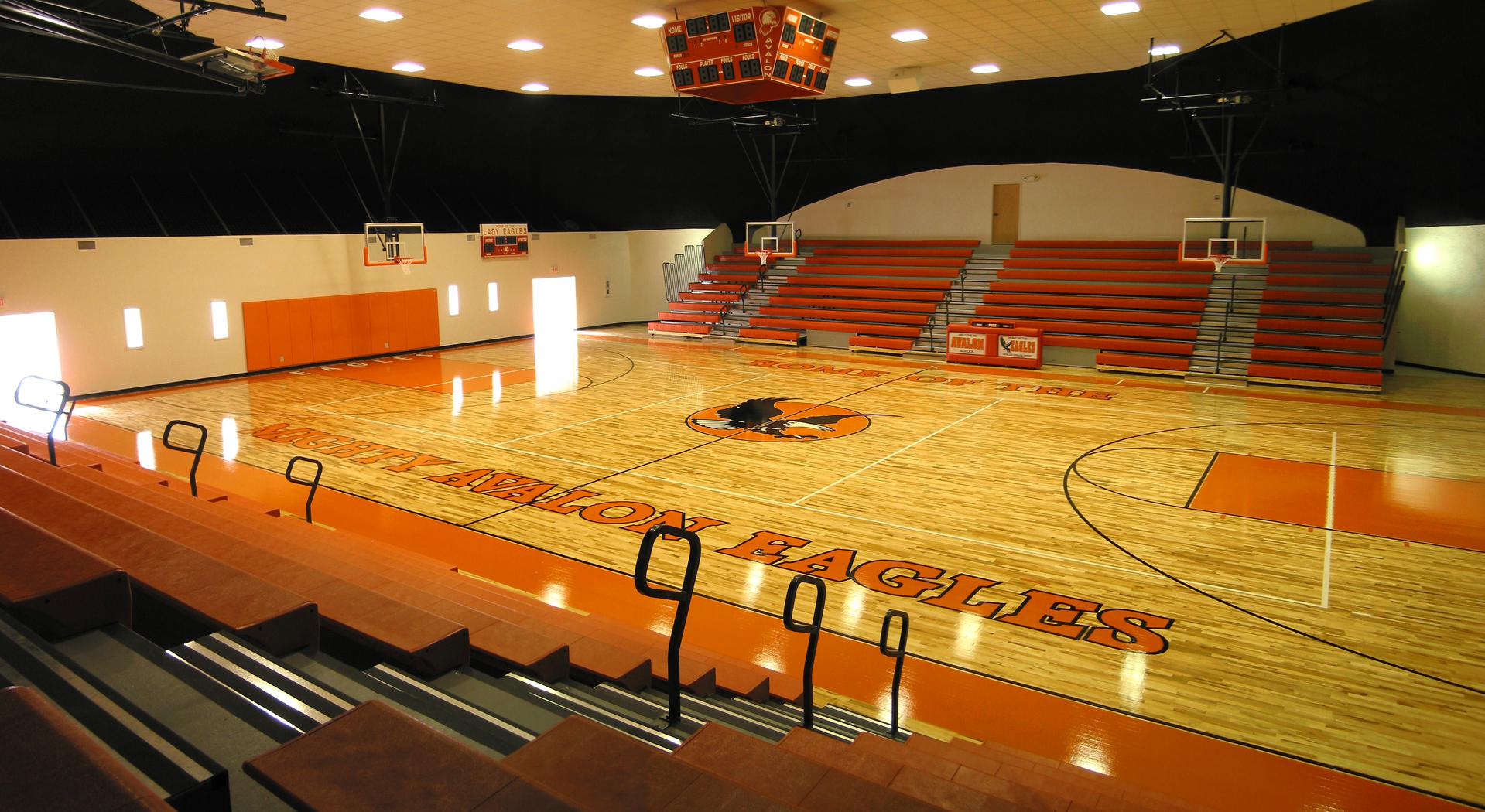 The competition basketball court inside.