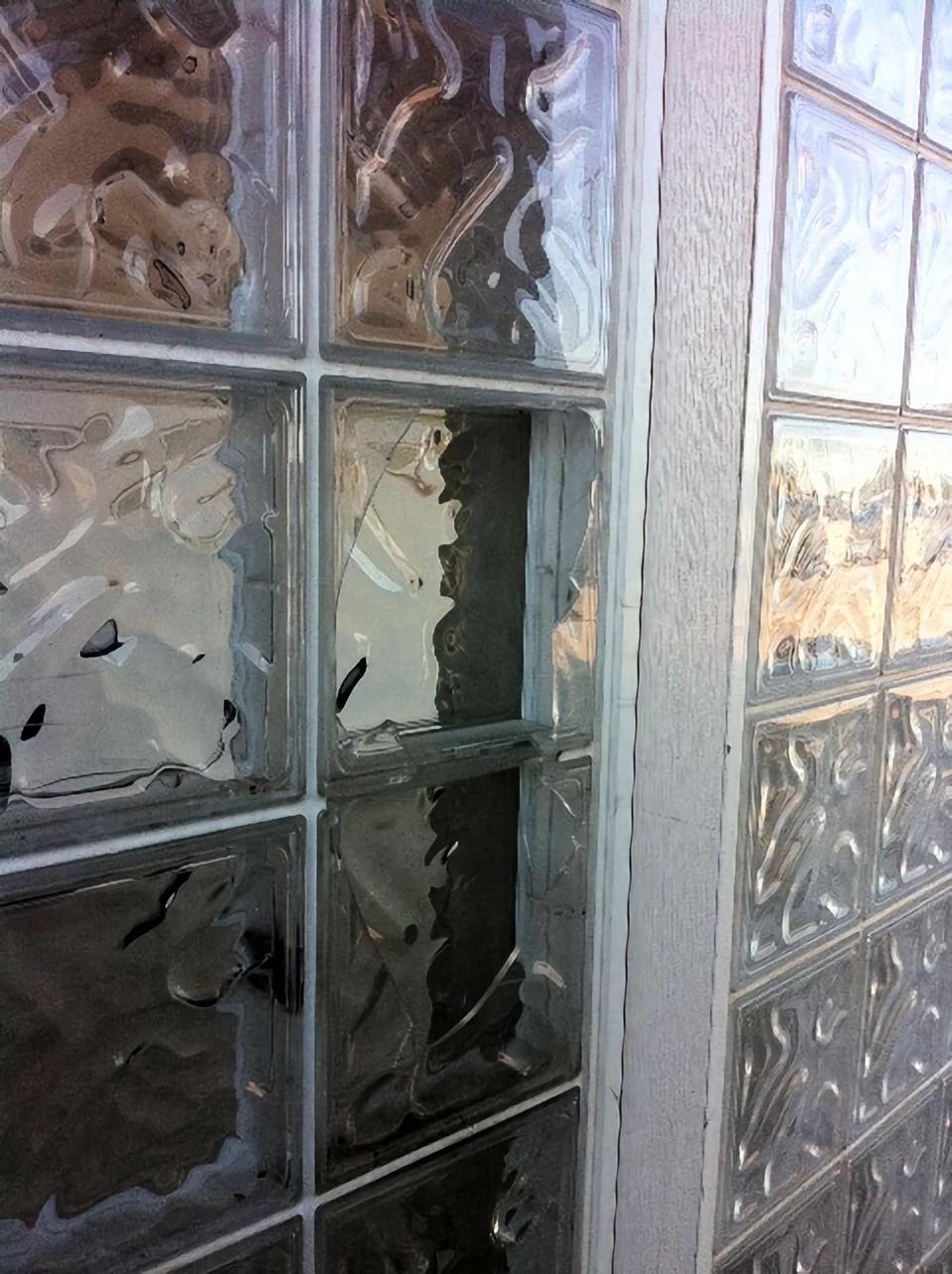 A few synthetic glass blocks were damaged by the tornado.