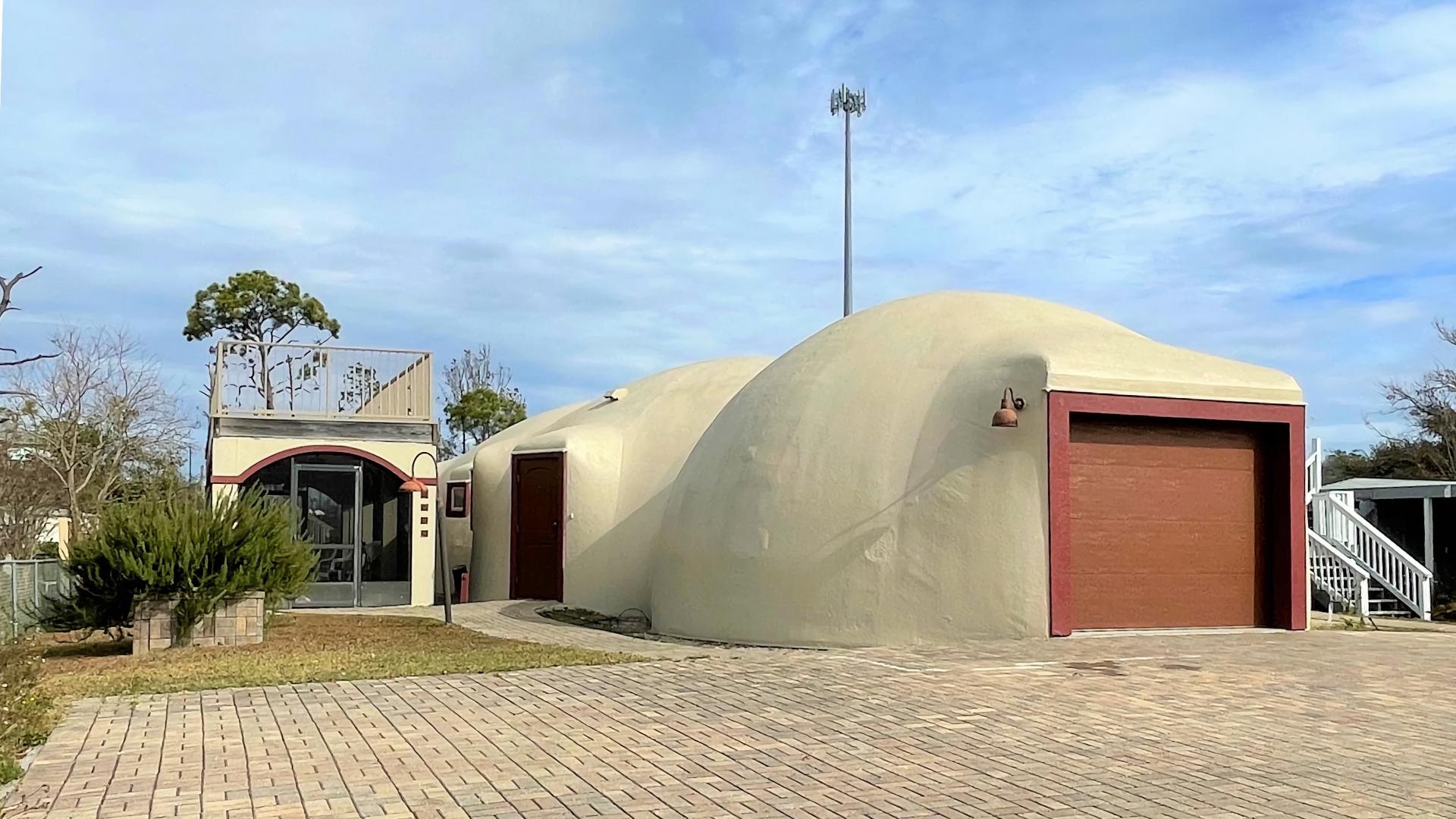 The caterpillar shaped design of Golden Eye dome home.