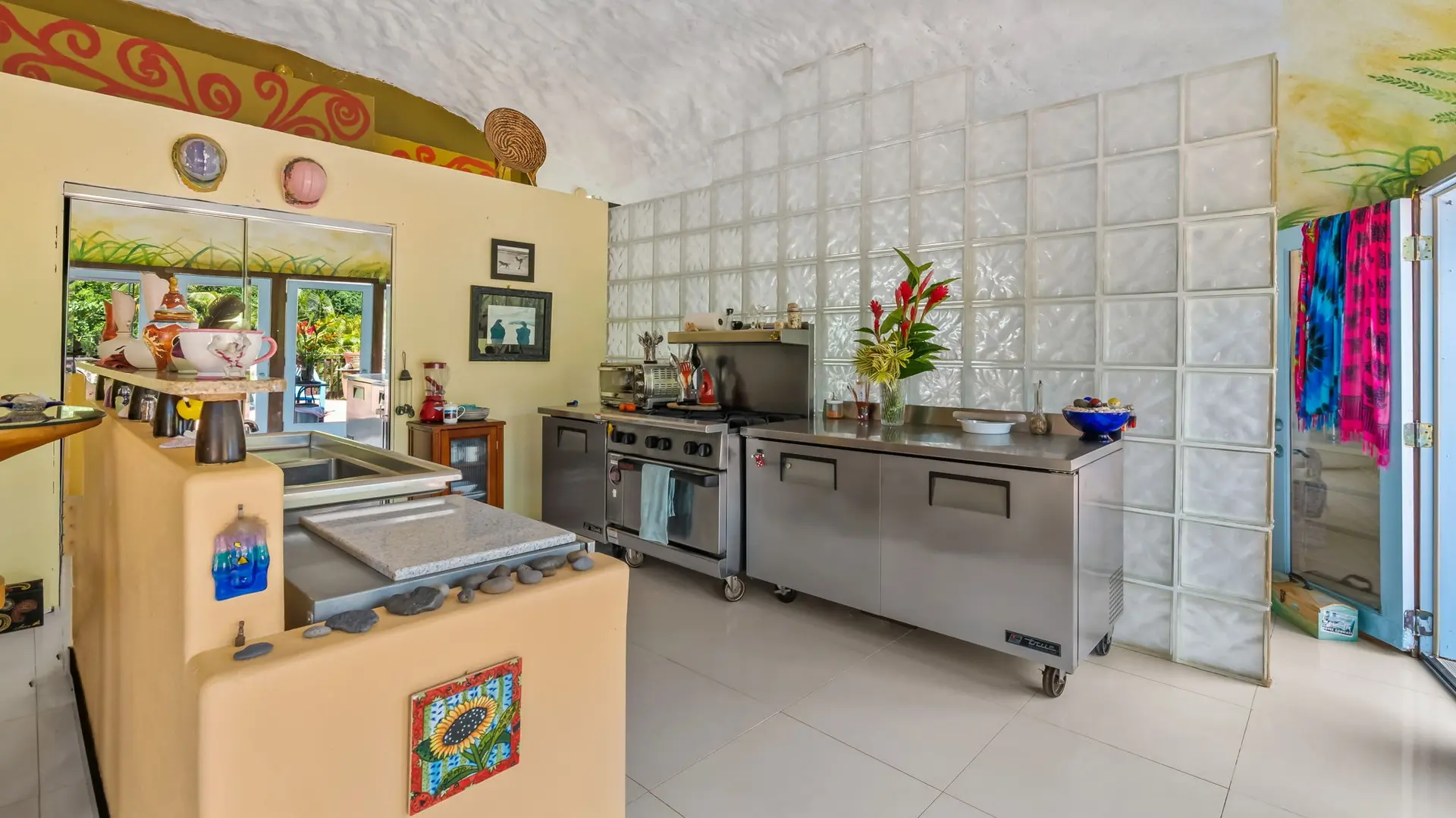 Professional stainless steel kitchen appliances.