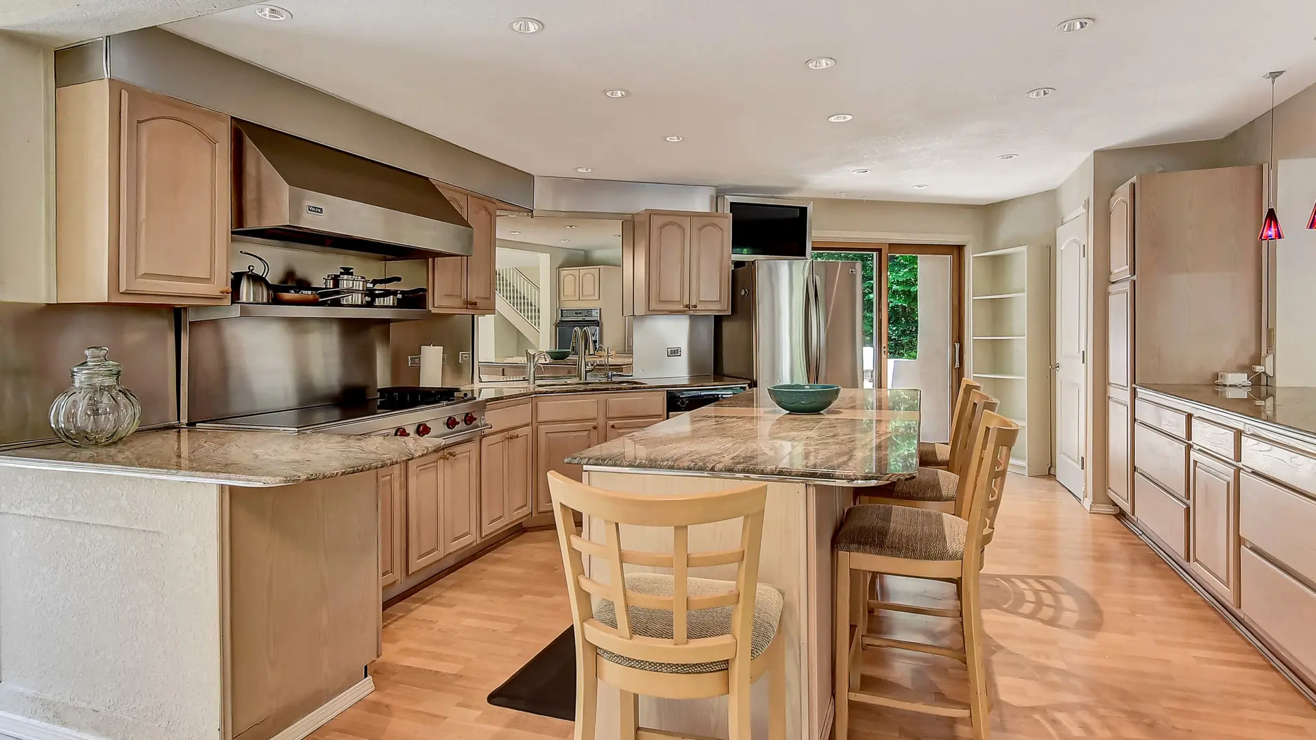 Island bar in the kitchen.