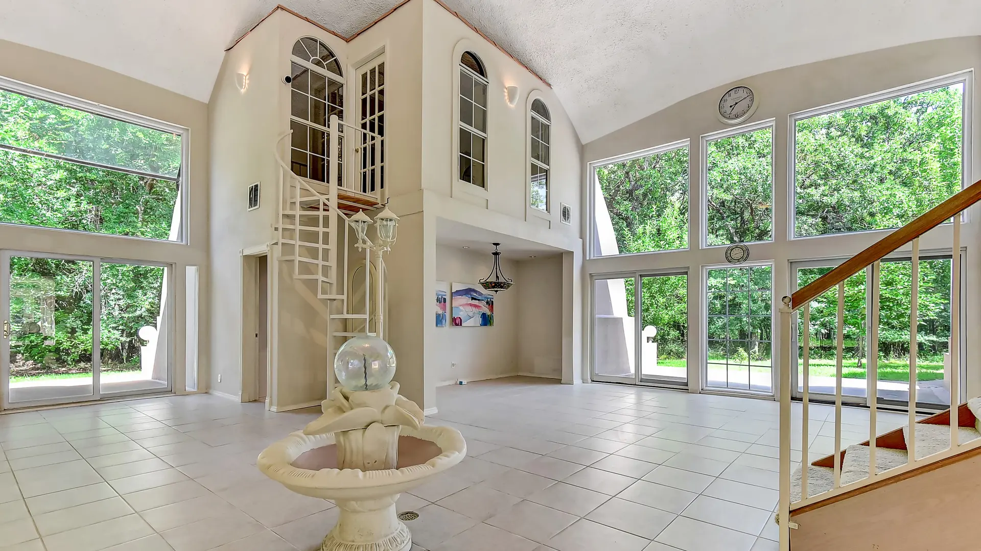 View of the giant windows leading into the open space.