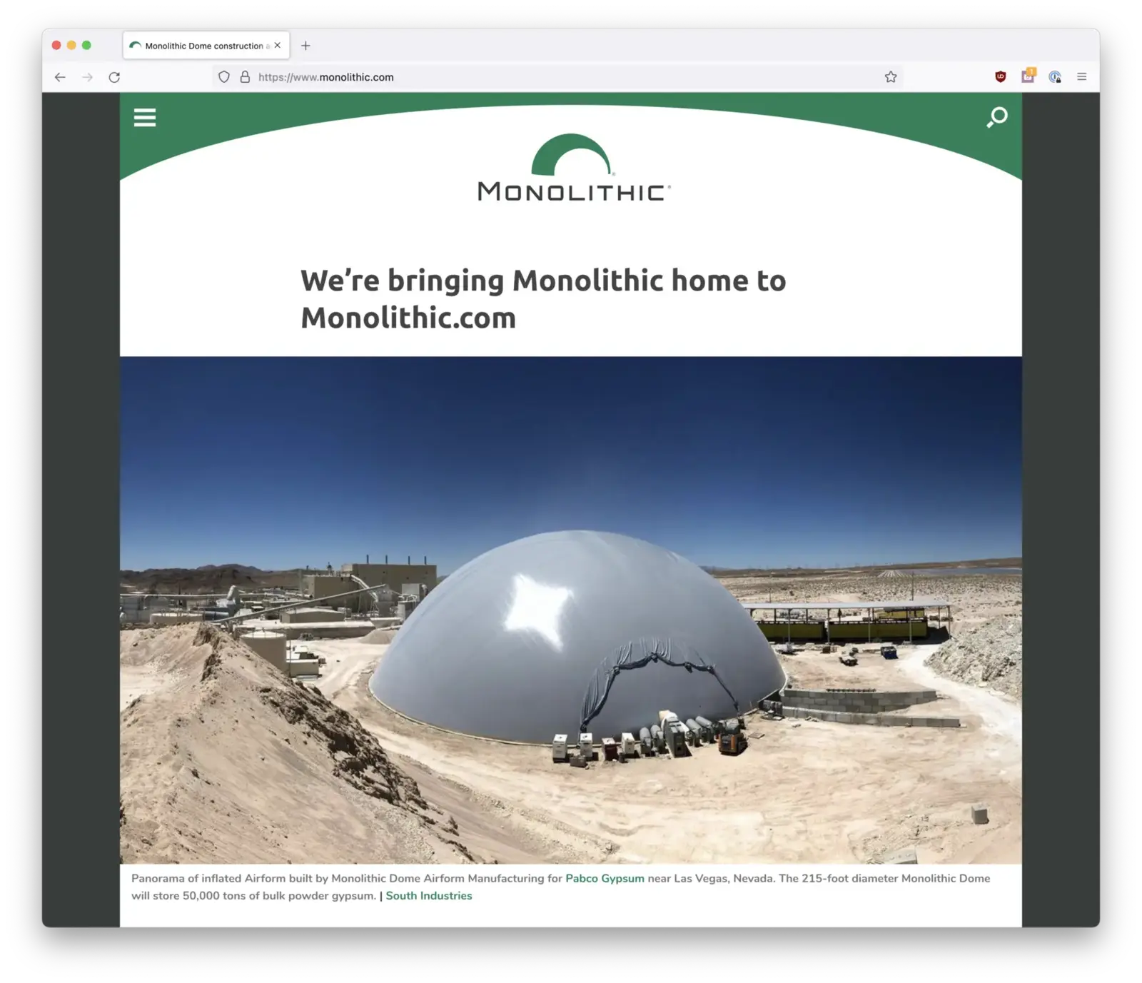 New Website Is A Homecoming For Monolithic Constructors Inc Monolithic Dome Institute