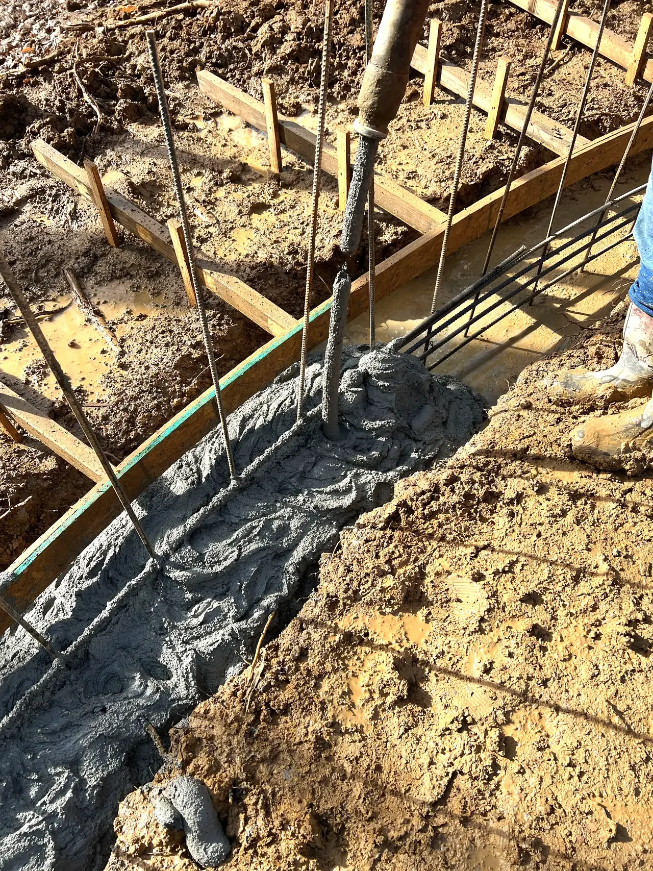 Concrete Poured in Footing Concrete Poured in Footing.