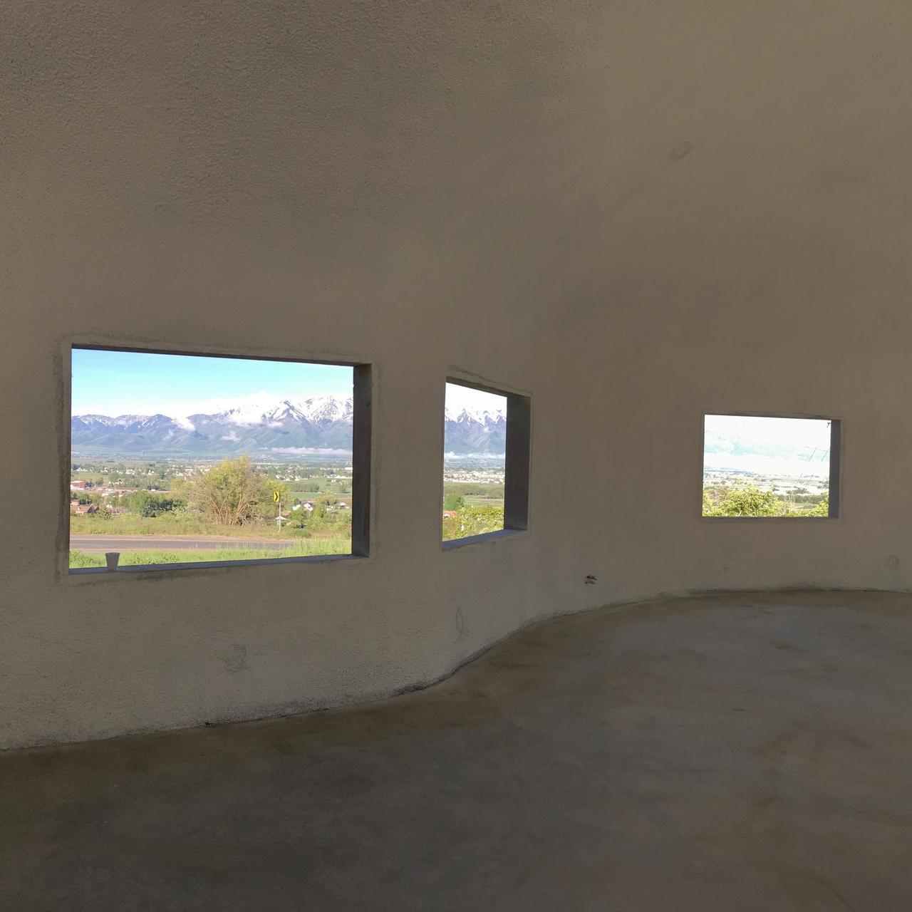 View of Cache Valley through front window openings.