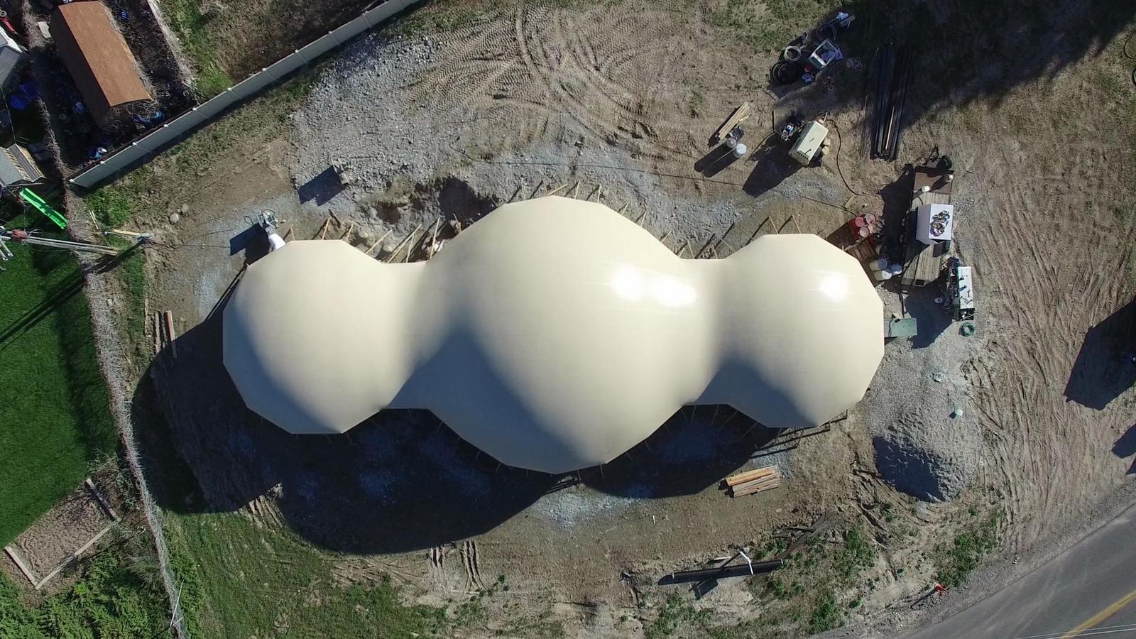 Birdseye view of the inflated Airform membrane.