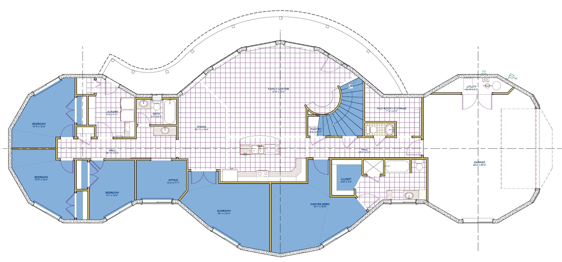 Arcadia Dome Home First Floor Plan.