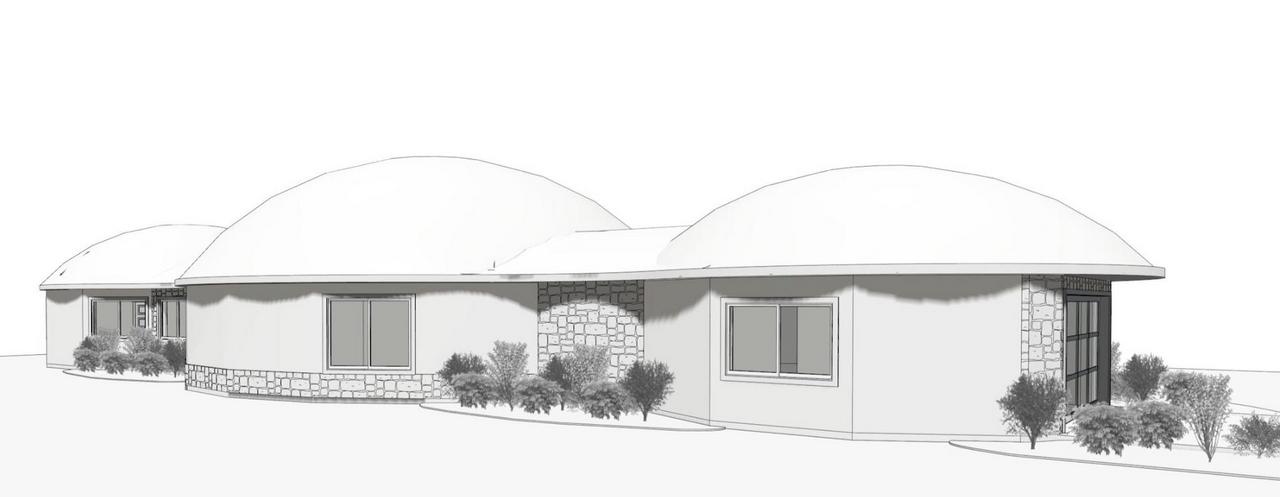 Front Rendering of Arcadia Dome Home.
