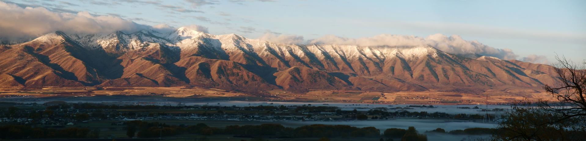 View of Wellsville Mountains and Cache Valley.