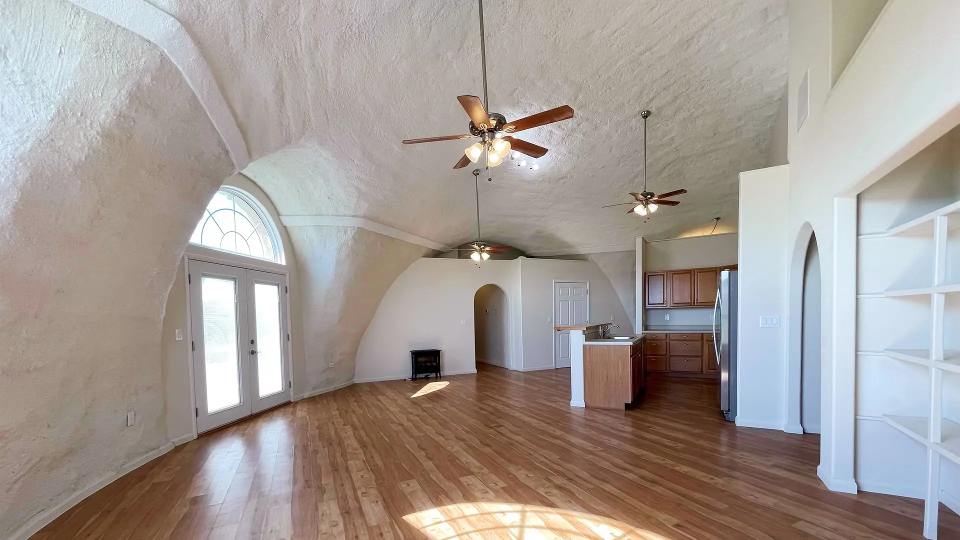 The high ceiling expands the feeling of space in the home.