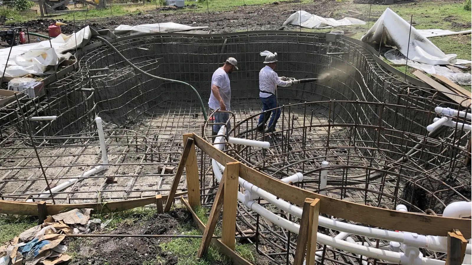 Applying Shotcrete.
