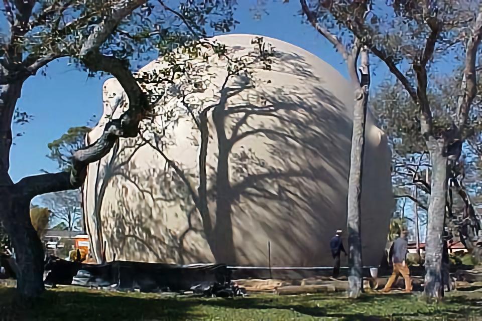 Inflated 3/4 spherical Airform membrane.
