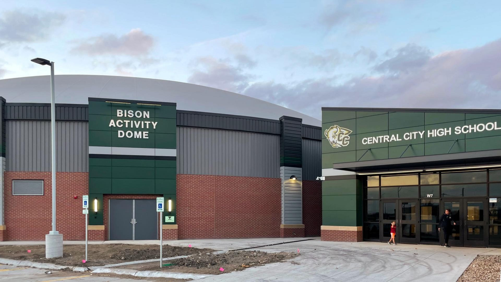 Main entrance to the Bison Activity Dome.