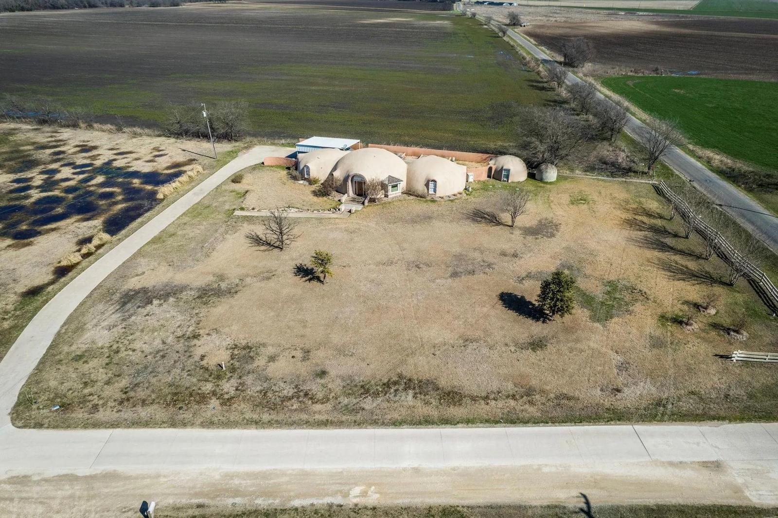Aerial view of the one acre property.