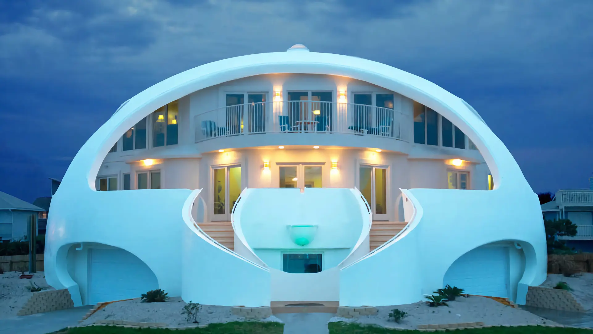 Dome of a Home Exterior At Night Dome of a Home Exterior At Night.