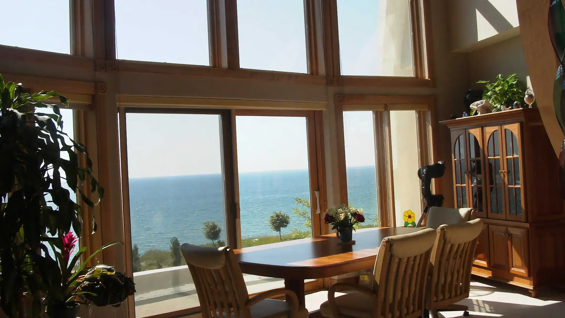 View from Dining Room of Wisconsin Home Overlooking a Great Lake View from Dining Room of Wisconsin Home Overlooking a Great Lake.