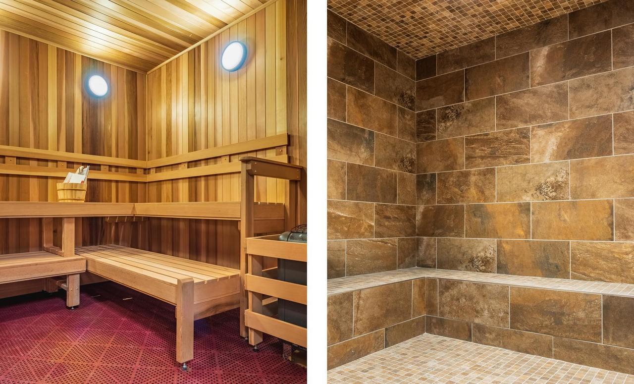Inside the sauna and steam room.