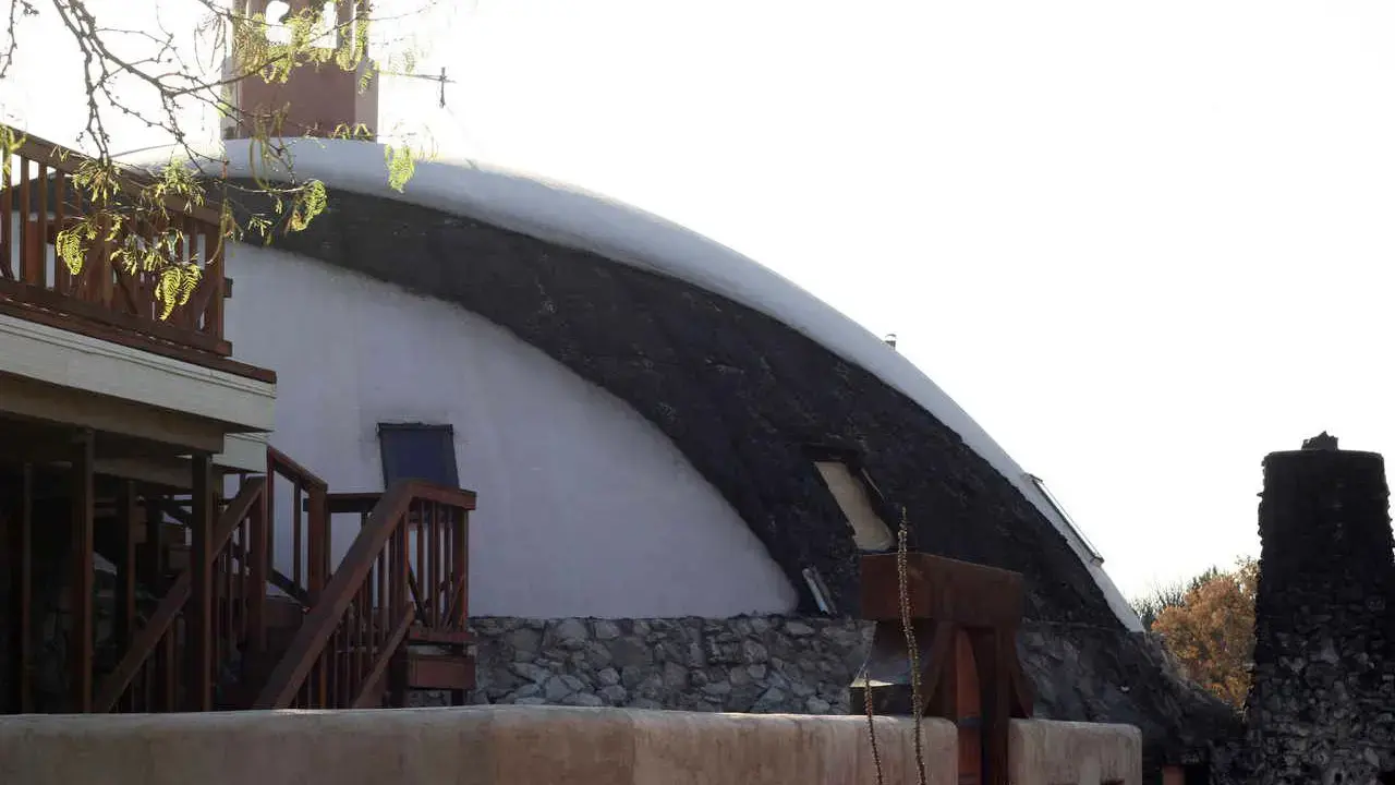 Antelope Springs Ranch Dome shows a crescent-shaped scar after surviving a wildfire. Antelope Springs Ranch Dome shows a crescent-shaped scar after surviving a wildfire.