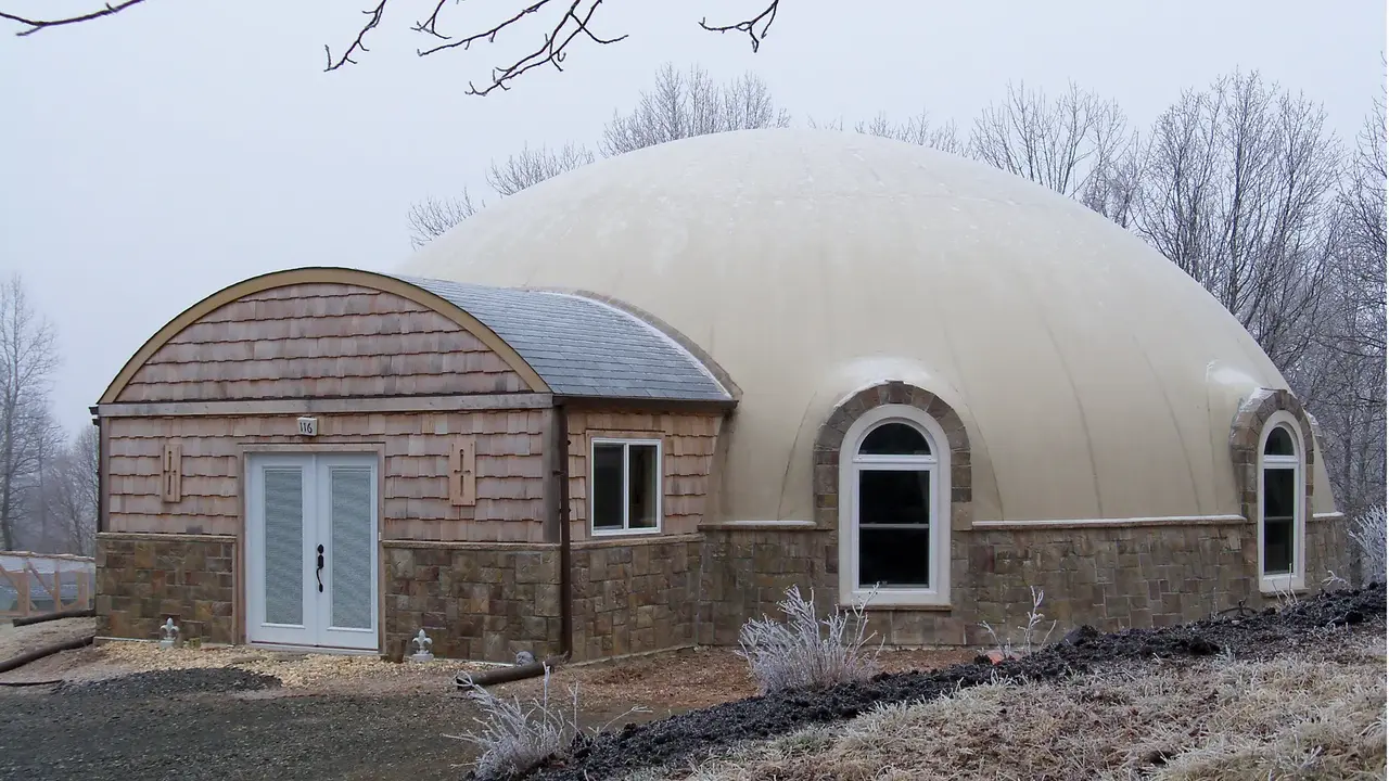 Chris and Maddy Ecker's frosty dome house in Virginia. Chris and Maddy Ecker's frosty dome house in Virginia.