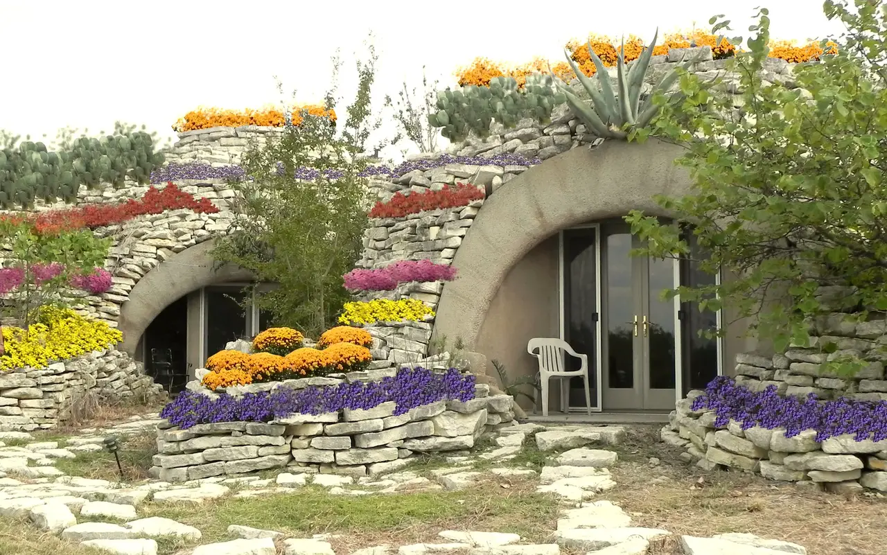 Flowers bedeck the exterior of Robot Ranch in Texas. Flowers bedeck the exterior of Robot Ranch in Texas.