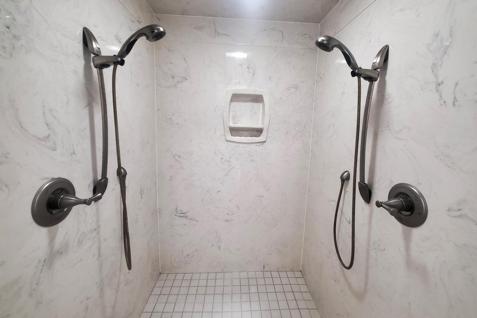 Double Showerheads in Primary Bathroom.