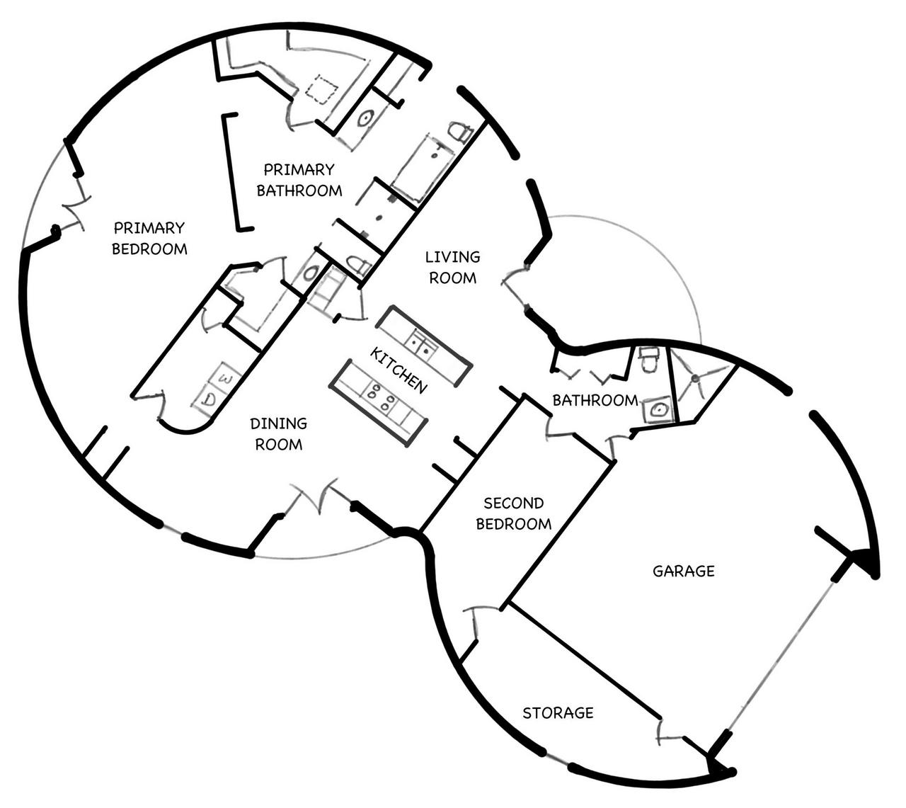 Ocala Twin Dome Home Floor Plan.
