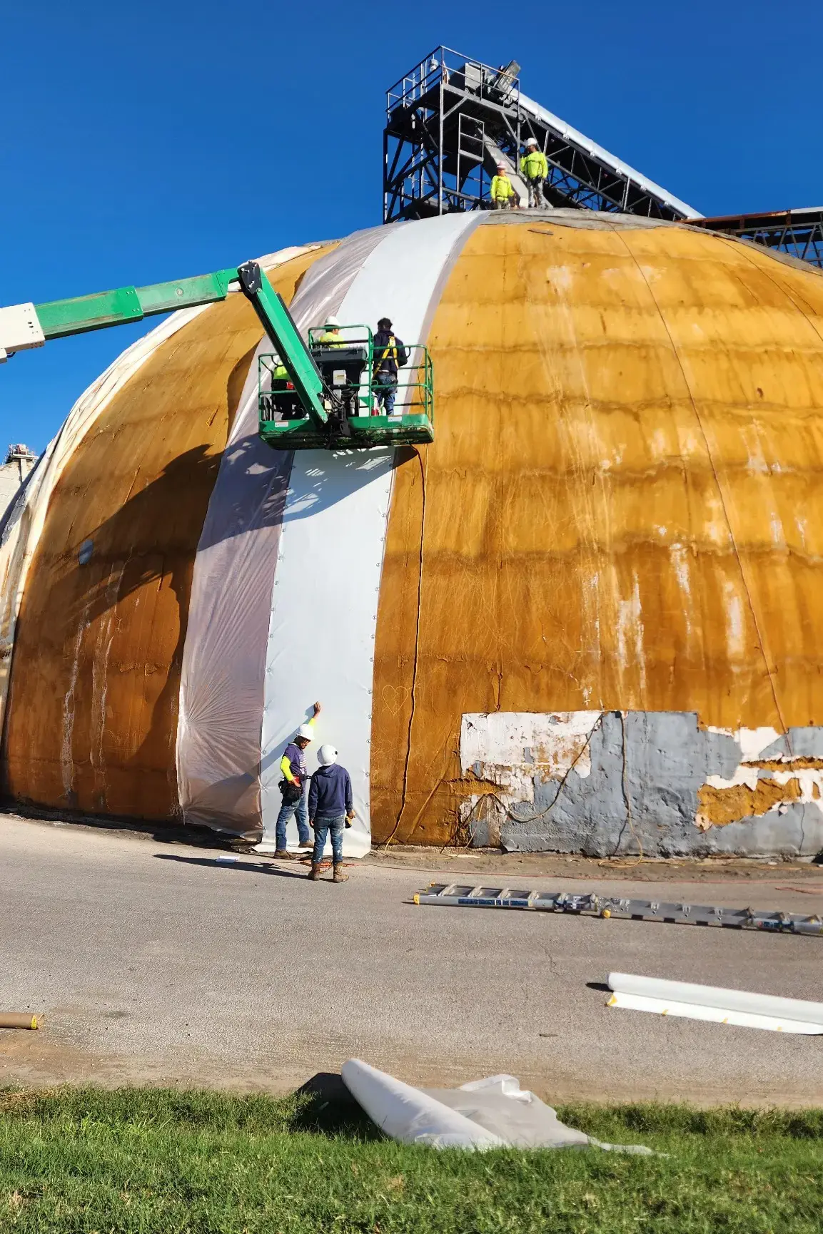 The First Panel is Attached to the Dome.