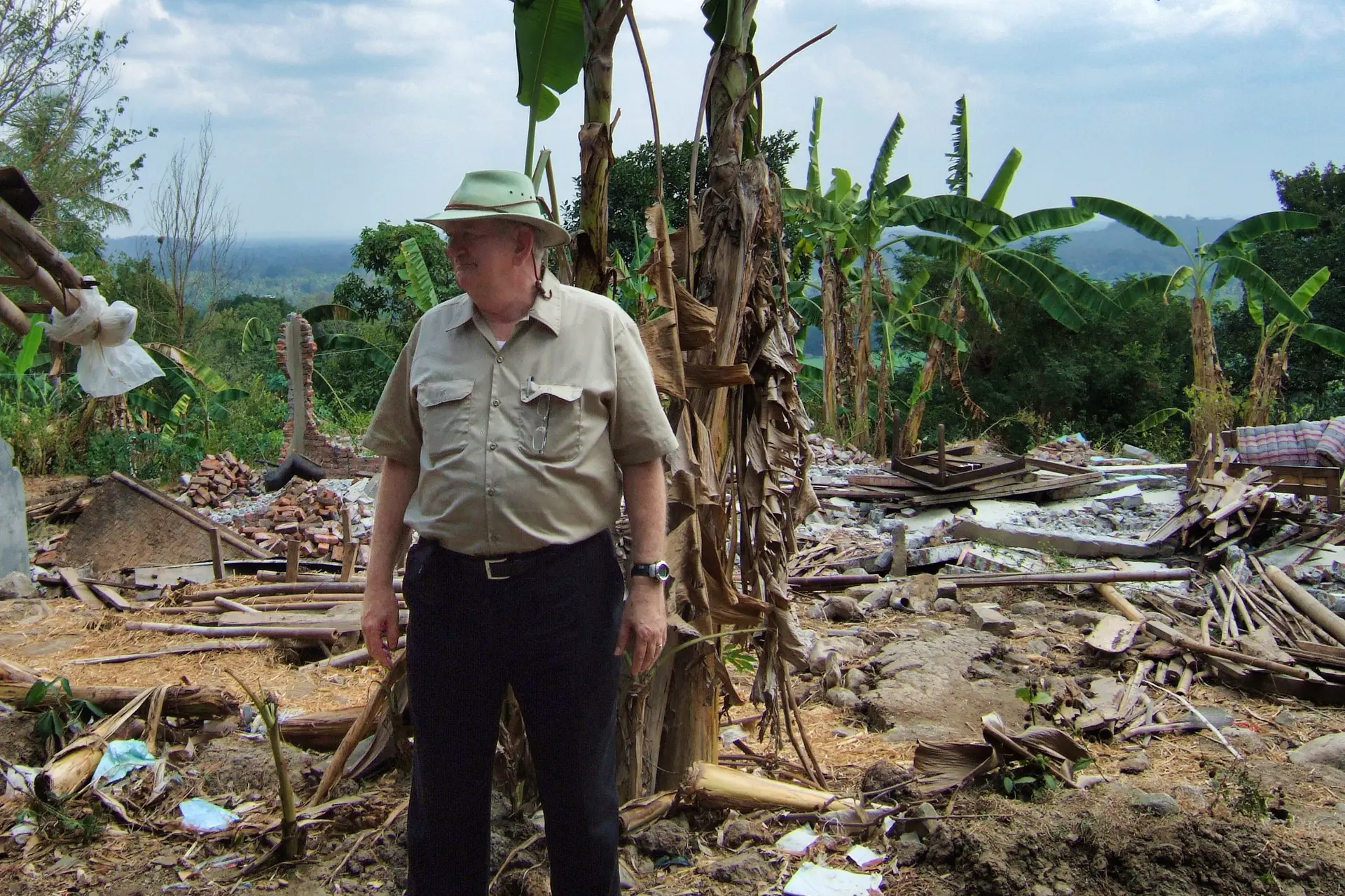 Crandall at the Site of the Landslide.
