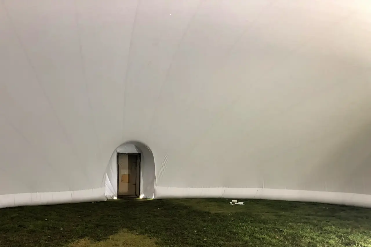 Inside the Temporary Projection Dome Inside the Temporary Projection Dome.