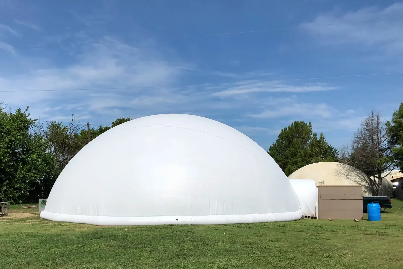 Exterior of Airform Inflated at Monolithic's Research Park Exterior of Airform Inflated at Monolithic's Research Park.