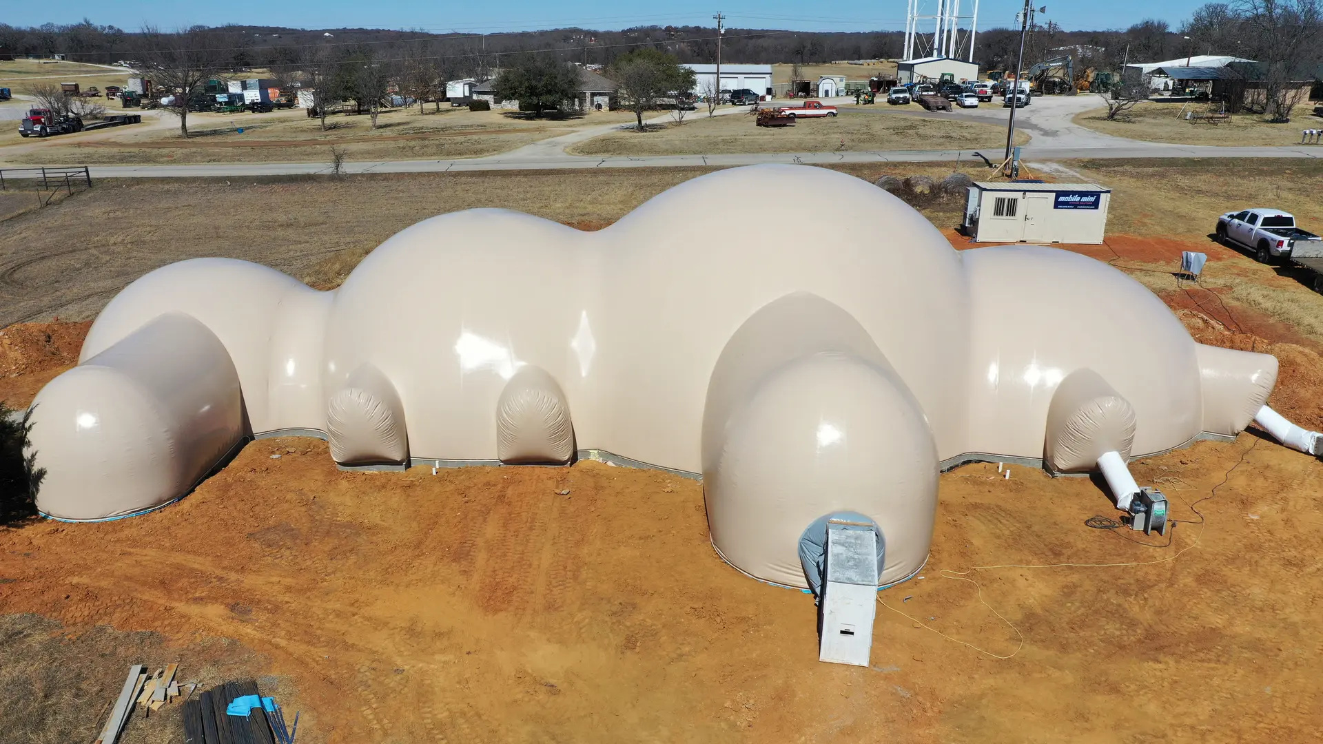 Exterior of Inflated Multi-Dome Home Exterior of Inflated Multi-Dome Home.