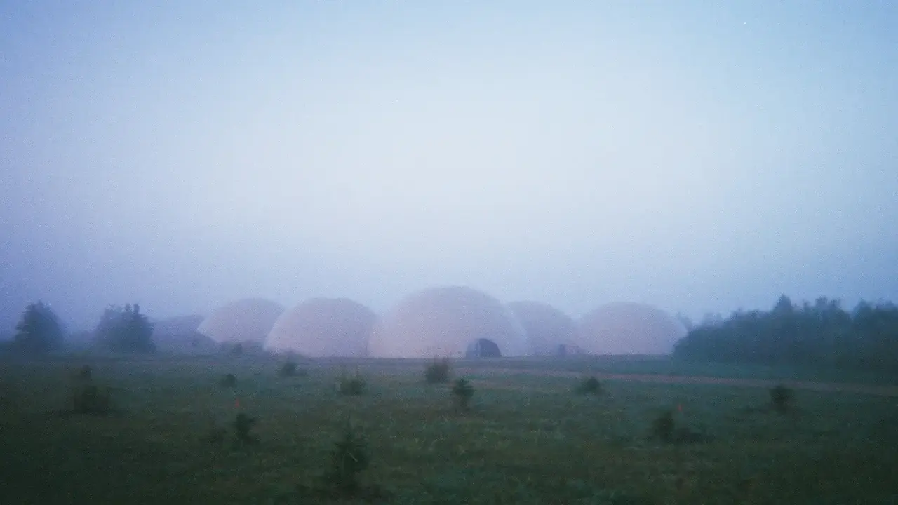 Multiple Domes in the Mists of South Dakota Multiple Domes in the Mists of South Dakota.